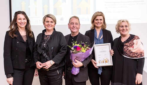 Rannveig Rist, Ragnheiður Elín Árnadóttir, Bjarni Bjarnason, Birna Bragadóttir og Rakel Sölvadóttir, sem stýrði fundinum.