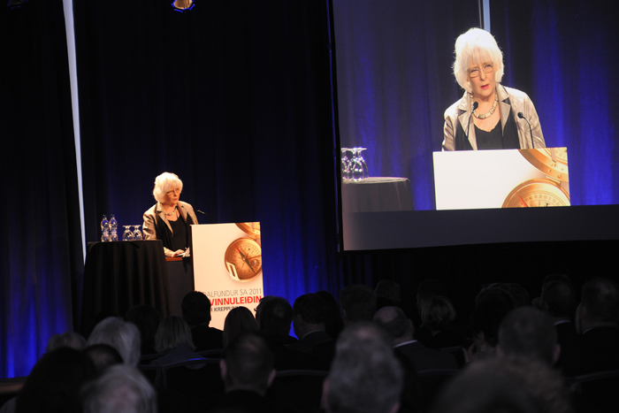 Jóhanna Sigurðardóttir, forsætisráðherra á aðalfundi SA 2011